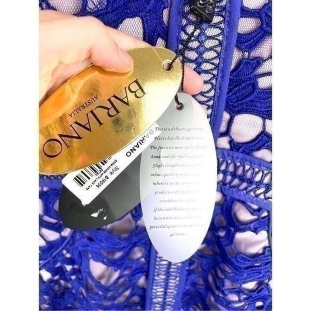 NWT Stunning Bariano Emma Gown in Twilight With Lace Tape Detail Size 10 - Picture 5 of 12